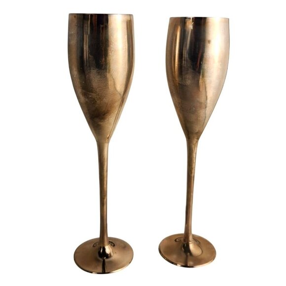 Regal Silver Silverplated Tulip Champagne Flutes Pair Vintage Still in Box - Picture 1 of 12